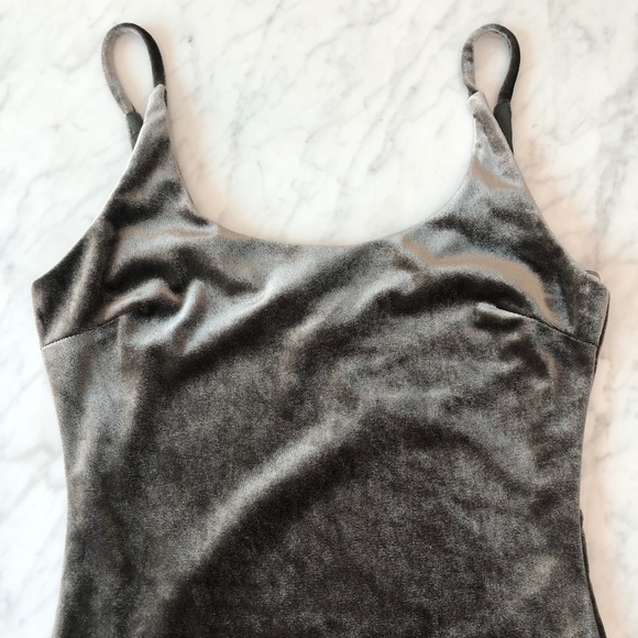 Meek Warm Gray Velvet Mini Dress - Size S - Picture 3 of 10